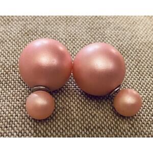 Double Sided Pink Pearl Earrings Peek-a-boo